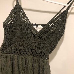 Green Crochet Top Maxi Dress